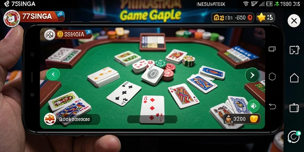 Screenshot gameplay 77SINGA menampilkan keseruan permainan Gaple.