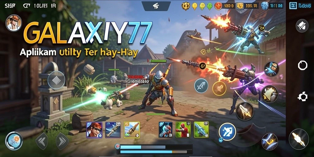 Tampilan utama GALAXY77 dengan fitur unggulan aplikasi Utility.