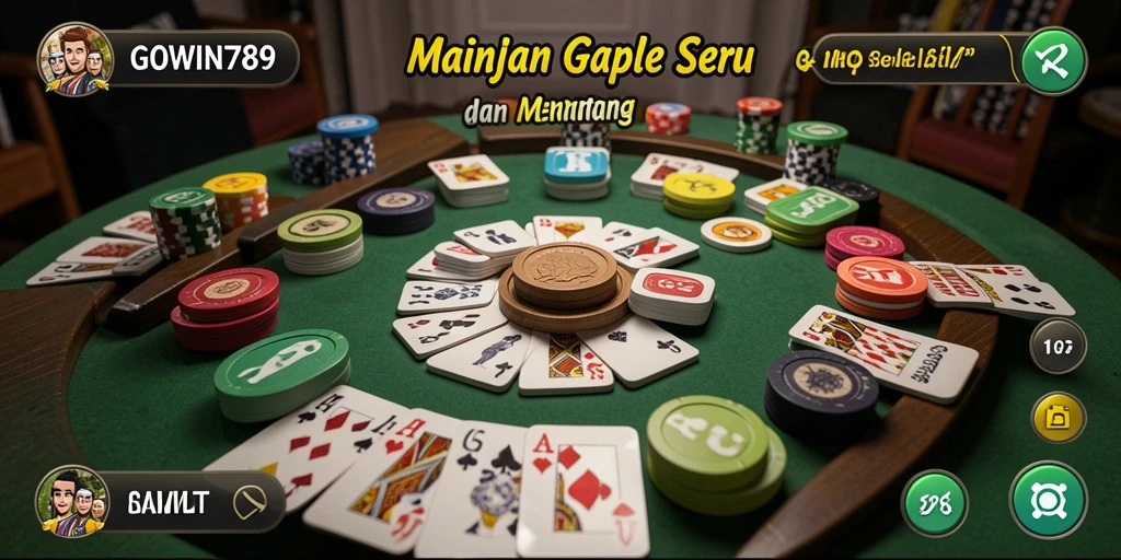 Tampilan gameplay menegangkan dalam GOWIN789 saat bermain Gaple.