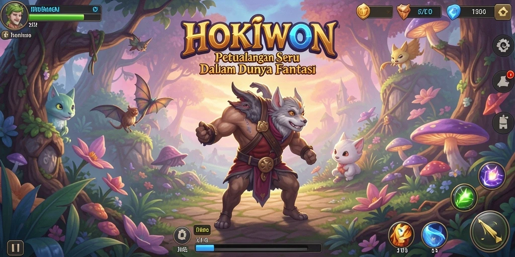 Tangkapan layar HOKIWON menampilkan aksi petualangan seru.