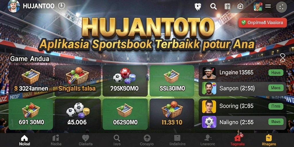 Screenshot gameplay HUJANTOTO saat taruhan olahraga langsung.