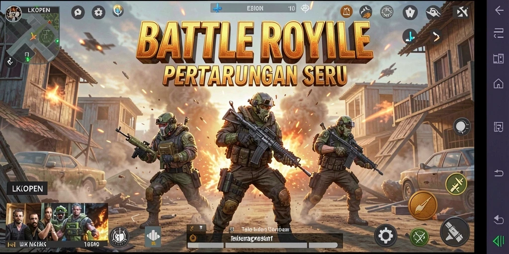 Screenshot gameplay LKOPEN yang menampilkan pertarungan Battle Royale yang seru.