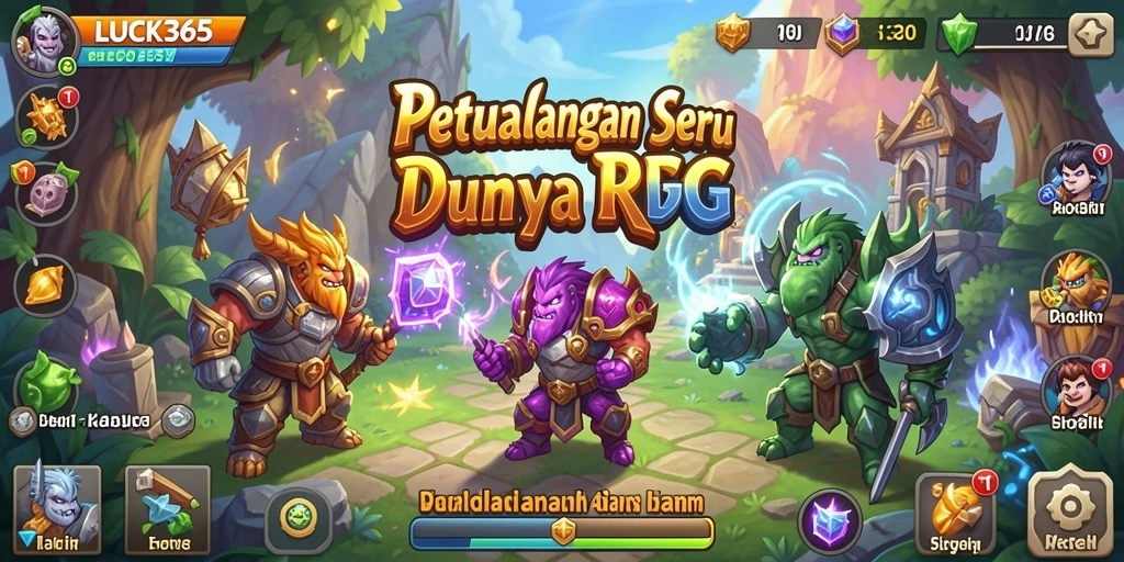 Tampilan permainan RPG LUCK365 dengan karakter dan pertarungan yang epik.