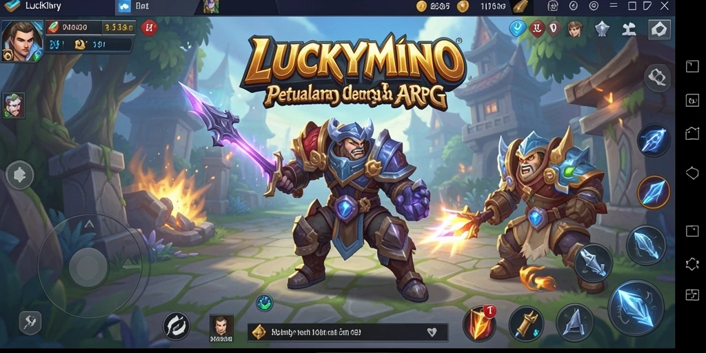 Tampilan gameplay seru LUCKYMINO dengan aksi pertarungan epik.