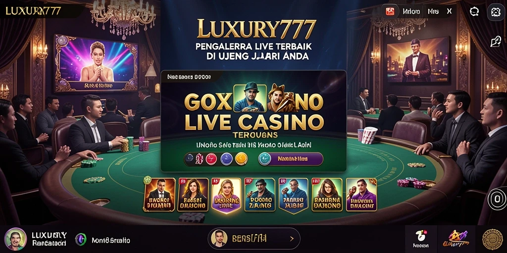 Screenshot gameplay LUXURY777 dengan dealer langsung dan interaksi pemain.