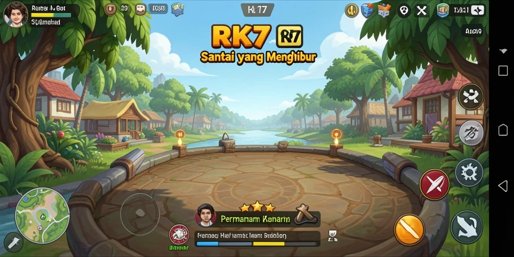 Tampilan menarik dari gameplay RK77 yang penuh warna.