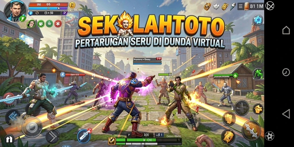Tampilan gameplay pertarungan seru di SEKOLAHTOTO.