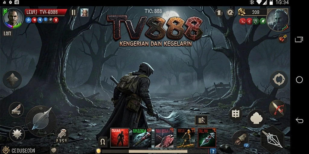 Tangkapan layar dari gameplay TV888 yang menampilkan suasana horor mencekam.