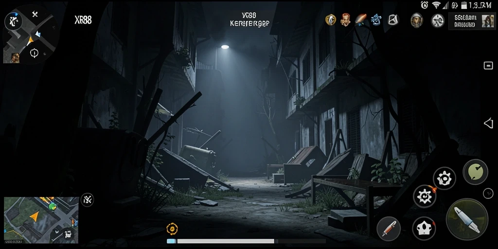 Screenshot gameplay XR88 menampilkan karakter berjuang melawan makhluk menyeramkan.